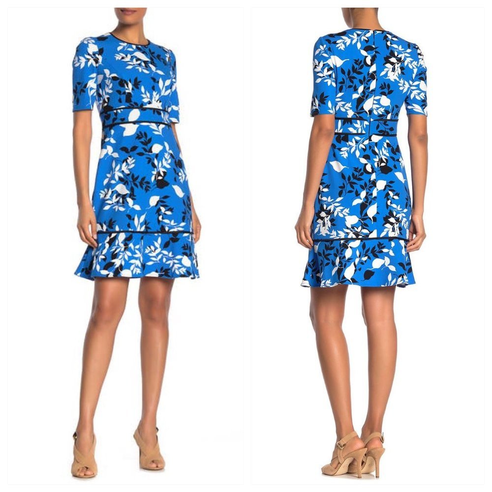 NWT Maggy London Floral Elbow Sleeve Crepe Dress 2